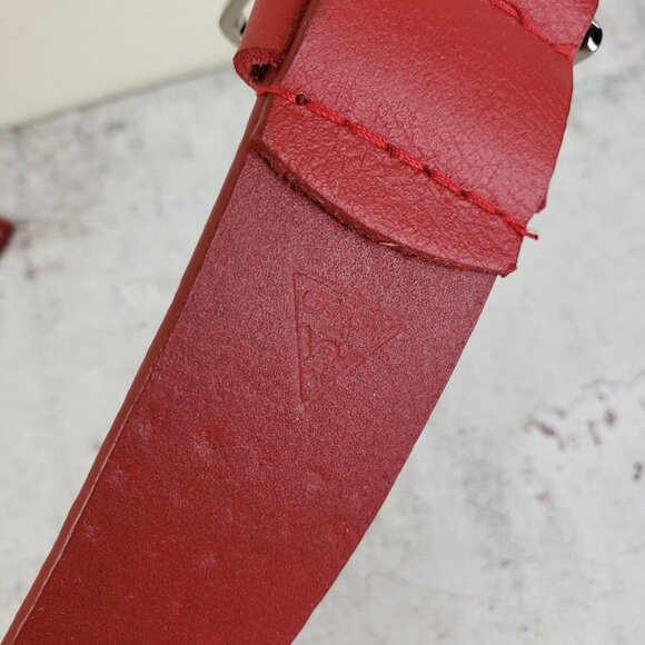 Vintage Y2K GUESS 100% Leather Belt Studded Red size L Grunge Emo Glam Rock main image 6
